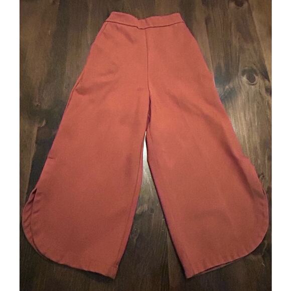 ⭐️ Vintage Wide Leg Burnt Orange Women's Short Casual‎ Comfortable Flowing Pants - Picture 2 of 4